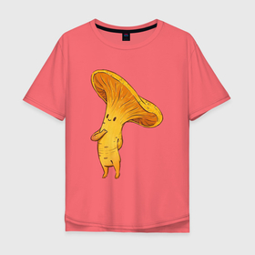 Мужская футболка хлопок Oversize с принтом Лисичка , 100% хлопок | свободный крой, круглый ворот, “спинка” длиннее передней части | арт | гриб | грибочек | грибы | лисичка | мило | милота | рисунок | рыжий гриб | свежие грибы | свежий гриб | свежий продукт