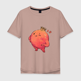 Мужская футболка хлопок Oversize с принтом Гранат , 100% хлопок | свободный крой, круглый ворот, “спинка” длиннее передней части | арт | гранат | довольный | мило | милота | рисунок | свежие фрукты | свежий продукт | свежий фрукт | фрукт | фрукты