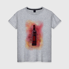Женская футболка хлопок с принтом Lady Wine  в Петрозаводске, 100% хлопок | прямой крой, круглый вырез горловины, длина до линии бедер, слегка спущенное плечо | wine | акварель | красный | подруге