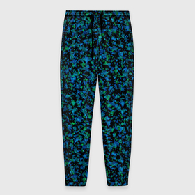 Мужские брюки 3D с принтом Абстрактный зелено-синий узор  , 100% полиэстер | манжеты по низу, эластичный пояс регулируется шнурком, по бокам два кармана без застежек, внутренняя часть кармана из мелкой сетки | абстрактный | вкрапления | зеленый | молодежный | мраморный | синий | современный | черный и синий