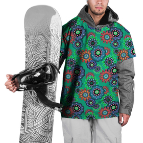 Накидка на куртку 3D с принтом Ретро цветочный узор  в Курске, 100% полиэстер |  | абстрактные цветы | детский | женский | зеленый | разноцветный | ретро | цветочный | цветы