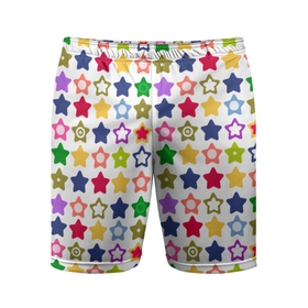 Мужские шорты спортивные с принтом Разноцветные звездочки  ,  |  | абстрактный | детский | звезды | зеленый | красный | летний | разноцветные звезды | синий | современный
