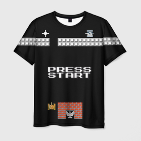 Мужская футболка 3D с принтом Press start в Белгороде, 100% полиэфир | прямой крой, круглый вырез горловины, длина до линии бедер | battle city | press start | денди | танчики