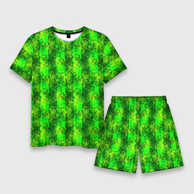 Мужской костюм с шортами 3D с принтом Неоновый полосатый узор в Кировске,  |  | Тематика изображения на принте: бабочки | вертикальные полосы | зеленый | летний | неоновый | неоновый зеленый | современный | яркий узор