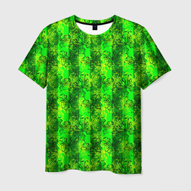 Мужская футболка 3D с принтом Неоновый полосатый узор  в Петрозаводске, 100% полиэфир | прямой крой, круглый вырез горловины, длина до линии бедер | бабочки | вертикальные полосы | зеленый | летний | неоновый | неоновый зеленый | современный | яркий узор