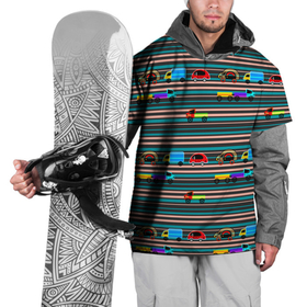 Накидка на куртку 3D с принтом Детский полосатый узор  в Тюмени, 100% полиэстер |  | Тематика изображения на принте: детские угрушки | детский паттерн | малышам | мальчиковый | машинки | полосатый | разноцветные полосы
