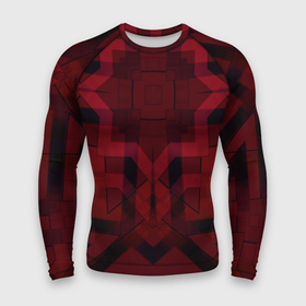 Мужской рашгард 3D с принтом Темно красный геометрический в Петрозаводске,  |  | абстрактный | геометрические фигуры | креативный | модный | молодежный | популярный | современный | темно красный