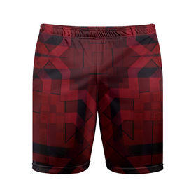 Мужские шорты спортивные с принтом Темно-красный геометрический  в Кировске,  |  | абстрактный | геометрические фигуры | креативный | модный | молодежный | популярный | современный | темно красный
