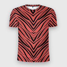 Мужская футболка 3D спортивная с принтом Полосатый тигровый узор в Тюмени, 100% полиэстер с улучшенными характеристиками | приталенный силуэт, круглая горловина, широкие плечи, сужается к линии бедра | абстрактный | коричневый | модный | оранжево коричневый | полосатый узор | терракотовый | тигровый | топовый