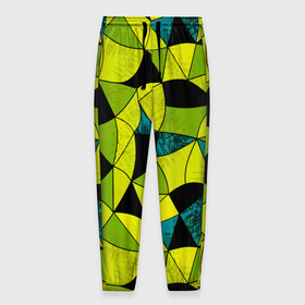 Мужские брюки 3D с принтом Гранжевый яркий зеленый  в Санкт-Петербурге, 100% полиэстер | манжеты по низу, эластичный пояс регулируется шнурком, по бокам два кармана без застежек, внутренняя часть кармана из мелкой сетки | Тематика изображения на принте: абстрактный | гранжевая текстура | зеленый | летний | молодежный | современный | ярко желтый