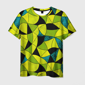 Мужская футболка 3D с принтом Гранжевый яркий зеленый  в Курске, 100% полиэфир | прямой крой, круглый вырез горловины, длина до линии бедер | абстрактный | гранжевая текстура | зеленый | летний | молодежный | современный | ярко желтый