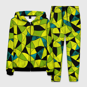 Мужской костюм 3D с принтом Гранжевый яркий зеленый  в Санкт-Петербурге, 100% полиэстер | Манжеты и пояс оформлены тканевой резинкой, двухслойный капюшон со шнурком для регулировки, карманы спереди | Тематика изображения на принте: абстрактный | гранжевая текстура | зеленый | летний | молодежный | современный | ярко желтый