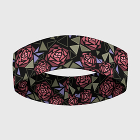 Повязка на голову 3D с принтом Цветочная мозаика в Курске,  |  | абстрактные цветы | абстрактный | геометрический | коричневый | оливковый | розовый | цветочный