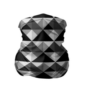 Бандана-труба 3D с принтом Современный геометрический  в Курске, 100% полиэстер, ткань с особыми свойствами — Activecool | плотность 150‒180 г/м2; хорошо тянется, но сохраняет форму | абстрактный | геометрический фигуры | модный | полигональный | популярный | треугольники | черно белый