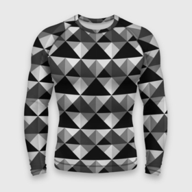 Мужской рашгард 3D с принтом Современный геометрический в Кировске,  |  | абстрактный | геометрический фигуры | модный | полигональный | популярный | треугольники | черно белый