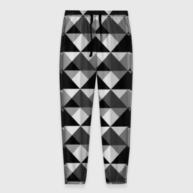 Мужские брюки 3D с принтом Современный геометрический  в Белгороде, 100% полиэстер | манжеты по низу, эластичный пояс регулируется шнурком, по бокам два кармана без застежек, внутренняя часть кармана из мелкой сетки | абстрактный | геометрический фигуры | модный | полигональный | популярный | треугольники | черно белый