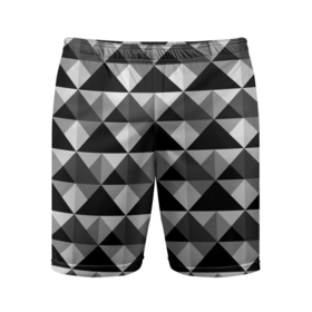 Мужские шорты спортивные с принтом Современный геометрический  в Белгороде,  |  | абстрактный | геометрический фигуры | модный | полигональный | популярный | треугольники | черно белый