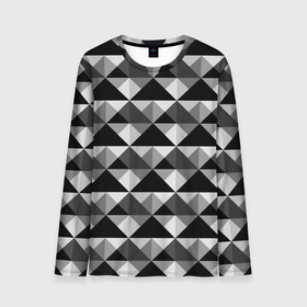 Мужской лонгслив 3D с принтом Современный геометрический  в Тюмени, 100% полиэстер | длинные рукава, круглый вырез горловины, полуприлегающий силуэт | Тематика изображения на принте: абстрактный | геометрический фигуры | модный | полигональный | популярный | треугольники | черно белый