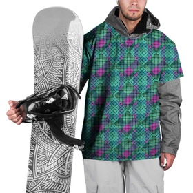 Накидка на куртку 3D с принтом Бирюзовый клетчатый узор в Тюмени, 100% полиэстер |  | Тематика изображения на принте: абстрактный | бирюзовый | клетка | модный | плед | разноцветный плед | современный | шотландка
