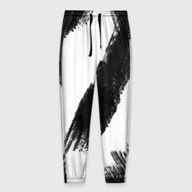 Мужские брюки 3D с принтом Мазок художника в Кировске, 100% полиэстер | манжеты по низу, эластичный пояс регулируется шнурком, по бокам два кармана без застежек, внутренняя часть кармана из мелкой сетки | беспорядок | линии | мазок | минимализм | полосы | хаос | художество