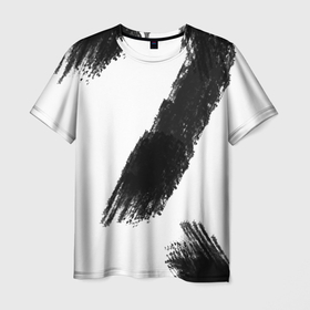Мужская футболка 3D с принтом Мазок художника в Санкт-Петербурге, 100% полиэфир | прямой крой, круглый вырез горловины, длина до линии бедер | беспорядок | линии | мазок | минимализм | полосы | хаос | художество
