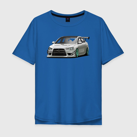 Мужская футболка хлопок Oversize с принтом Автомобиль Митсубиши в Тюмени, 100% хлопок | свободный крой, круглый ворот, “спинка” длиннее передней части | evo | jdm | гонки | еволюшион | спорткар | стайлинг | тюнинг