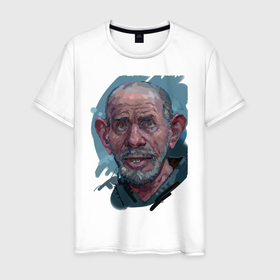 Мужская футболка хлопок с принтом Жак Фреско в Белгороде, 100% хлопок | прямой крой, круглый вырез горловины, длина до линии бедер, слегка спущенное плечо. | жак | жакфреско | исследователь | социалист | учёный | фреско