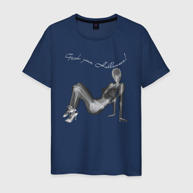 Мужская футболка хлопок с принтом Убойный рентген в Новосибирске, 100% хлопок | прямой крой, круглый вырез горловины, длина до линии бедер, слегка спущенное плечо. | body | bones | girl | halloween | hype | motto | pose | sandals | skeleton | skull | slogan | x ray | босоножки | девиз | девушка | кости | рентген | скелет | слоган | тело | хайп | хэллоуин | череп