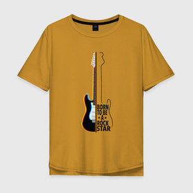 Мужская футболка хлопок Oversize с принтом Rock star в Кировске, 100% хлопок | свободный крой, круглый ворот, “спинка” длиннее передней части | guitar | music | punk | rock | гитара | музыка | панк | рок
