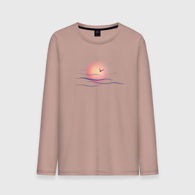 Мужской лонгслив хлопок с принтом Солнечный шар в Тюмени, 100% хлопок |  | sea | sun | закат | море | небо | птицы | солнце | чайки