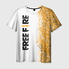 Мужская футболка 3D с принтом FREE FIRE (Фри Фаер) в Санкт-Петербурге, 100% полиэфир | прямой крой, круглый вырез горловины, длина до линии бедер | ff | free fire | game | gamer | games | garena | pro gamer | гарена | гексагон | игра | текстура | фри фаер | фф