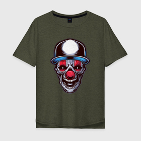 Мужская футболка хлопок Oversize с принтом Весельчак в Екатеринбурге, 100% хлопок | свободный крой, круглый ворот, “спинка” длиннее передней части | арт | графика | грим | кепка | клоун | маска