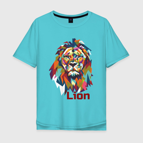 Мужская футболка хлопок Oversize с принтом Lion в Курске, 100% хлопок | свободный крой, круглый ворот, “спинка” длиннее передней части | арт | графика | животные | звери | лев | царь зверей