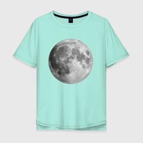 Мужская футболка хлопок Oversize с принтом Полнолуние Лунная фаза  в Кировске, 100% хлопок | свободный крой, круглый ворот, “спинка” длиннее передней части | луна | луна круглая | лунная фаза | планета | полнолуние