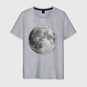 Мужская футболка хлопок с принтом Полнолуние Лунная фаза  в Петрозаводске, 100% хлопок | прямой крой, круглый вырез горловины, длина до линии бедер, слегка спущенное плечо. | луна | луна круглая | лунная фаза | планета | полнолуние