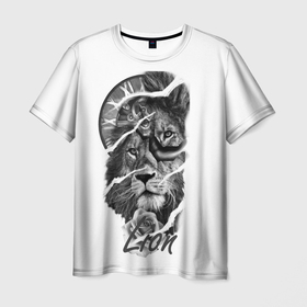Мужская футболка 3D с принтом Время львов прошло в Белгороде, 100% полиэфир | прямой крой, круглый вырез горловины, длина до линии бедер | Тематика изображения на принте: геометрический лев | лев и цветы льва | созвездие льва | черное молоко