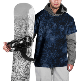 Накидка на куртку 3D с принтом Темно-синяя текстура камня  в Новосибирске, 100% полиэстер |  | абстрактный | модный | молодежный | мрамор | мраморный узор | синий | современный