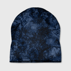 Шапка 3D с принтом Темно-синяя текстура камня  в Белгороде, 100% полиэстер | универсальный размер, печать по всей поверхности изделия | абстрактный | модный | молодежный | мрамор | мраморный узор | синий | современный