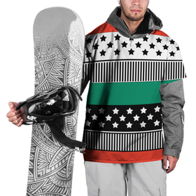 Накидка на куртку 3D с принтом Полосатый звездный узор  в Тюмени, 100% полиэстер |  | звезды | зеленый | молодежный | полосатый узор | полосы | рыжий | террактовый