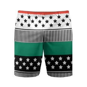 Мужские шорты спортивные с принтом Полосатый звездный узор  в Санкт-Петербурге,  |  | звезды | зеленый | молодежный | полосатый узор | полосы | рыжий | террактовый