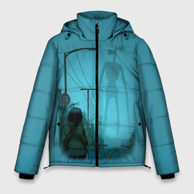 Мужская зимняя куртка 3D с принтом СИРЕНОГОЛОВЫЙ И ДЕВОЧКА в Белгороде, верх — 100% полиэстер; подкладка — 100% полиэстер; утеплитель — 100% полиэстер | длина ниже бедра, свободный силуэт Оверсайз. Есть воротник-стойка, отстегивающийся капюшон и ветрозащитная планка. 

Боковые карманы с листочкой на кнопках и внутренний карман на молнии. | Тематика изображения на принте: siren head | гуманоид | игра | монстр | сиреноголовый | существо | хоррор