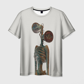 Мужская футболка 3D с принтом СИРЕНОГОЛОВЫЙ | ХОРРОР в Екатеринбурге, 100% полиэфир | прямой крой, круглый вырез горловины, длина до линии бедер | siren head | гуманоид | игра | монстр | сиреноголовый | существо | хоррор
