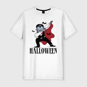 Мужская футболка хлопок Slim с принтом Vampire Dab , 92% хлопок, 8% лайкра | приталенный силуэт, круглый вырез ворота, длина до линии бедра, короткий рукав | bat | dab | gesture | halloween | holiday | suit | vampire | вампир | жест | костюм | летучая мышь | очки | праздник | хэллоуин