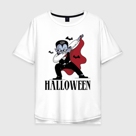 Мужская футболка хлопок Oversize с принтом Vampire Dab в Новосибирске, 100% хлопок | свободный крой, круглый ворот, “спинка” длиннее передней части | bat | dab | gesture | halloween | holiday | suit | vampire | вампир | жест | костюм | летучая мышь | очки | праздник | хэллоуин