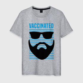 Мужская футболка хлопок с принтом Vaccinated в Екатеринбурге, 100% хлопок | прямой крой, круглый вырез горловины, длина до линии бедер, слегка спущенное плечо. | coronavirus | covid19 | virus | вакцина | вакцинация | вирус | грипп | заражение | здоровье | иммунитет | инфекция | карантин | корона | коронавирус | маска | пандемия | прививка | самоизоляция | спутник