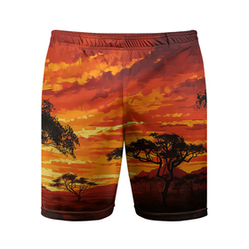 Мужские шорты спортивные с принтом АФРИКАНСКАЯ САВАННА ,  |  | африка | деревья | живопись | закат | засуха | искуство | облака | пейзаж | пустыня | рисунок | саванна