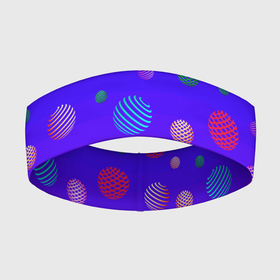 Повязка на голову 3D с принтом Фантастические шары в Петрозаводске,  |  | абстракция | галактика | градиент | космический | мячики | неоновый | планеты | планеты  космос | разноцветный | синий | фантастика | фиолетовый | шары