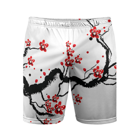 Мужские шорты спортивные с принтом САКУРА ЦВЕТЁТ И БЛАГАУХАЕТ в Петрозаводске,  |  | ветвь | дерево | сакура | цветы | япония