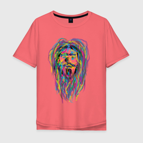 Мужская футболка хлопок Oversize с принтом Хиппи в Санкт-Петербурге, 100% хлопок | свободный крой, круглый ворот, “спинка” длиннее передней части | акварель | волосы | счастливый | хиппи | хипстер | цвет