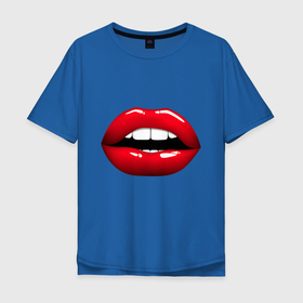 Мужская футболка хлопок Oversize с принтом Губки в Санкт-Петербурге, 100% хлопок | свободный крой, круглый ворот, “спинка” длиннее передней части | Тематика изображения на принте: lips | mouth | sponges | губки | губы | рот